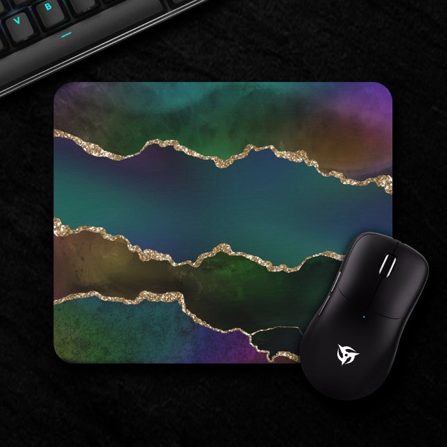 Edgy Agate | Dark Moody Jewel Tone Mystic Aquamari Mousepad (Von Creator hochgeladen)