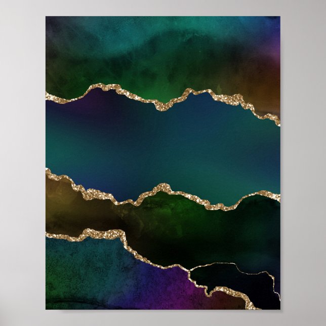 Edgy Agate | Dark Moody Jewel Tone Mystic Aquamari Poster (Vorne)