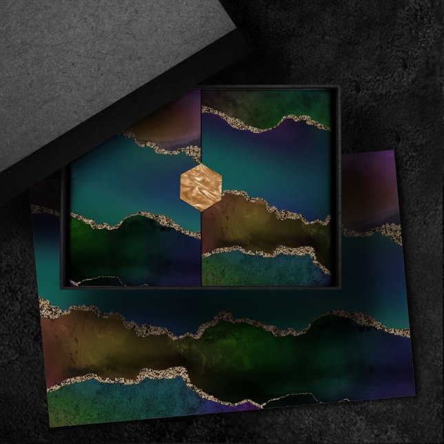 Edgy Agate | Dark Moody Jewel Tone Mystic Aquamari Seidenpapier (Von Creator hochgeladen)