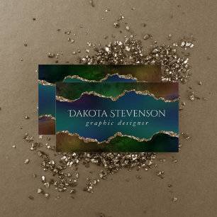 Edgy Agate   Dark Moody Jewel Tone Mystic Aquamari Visitenkarte