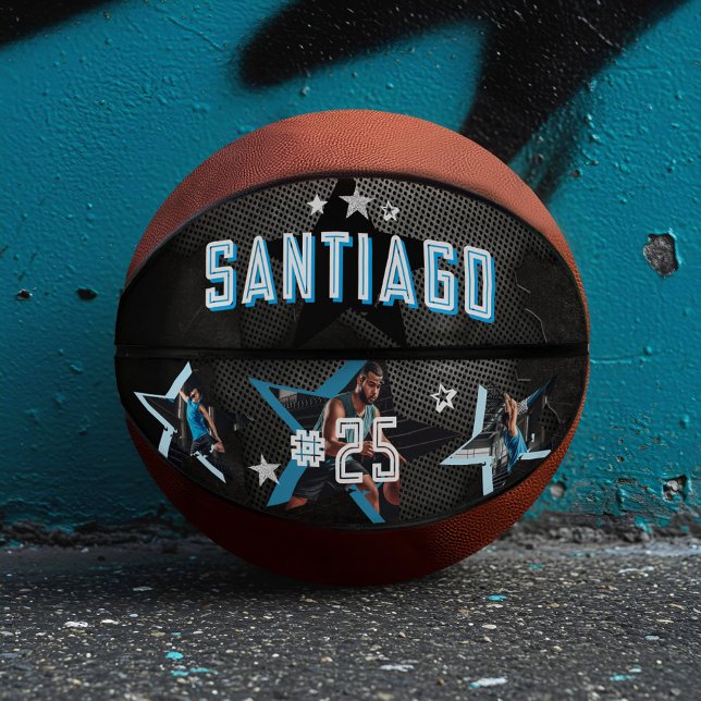 Edgy All-Star Sports Foto Star Design Keepake Basketball (Edgy All-Star Sports Photo Star Design Keepsake Basketball)