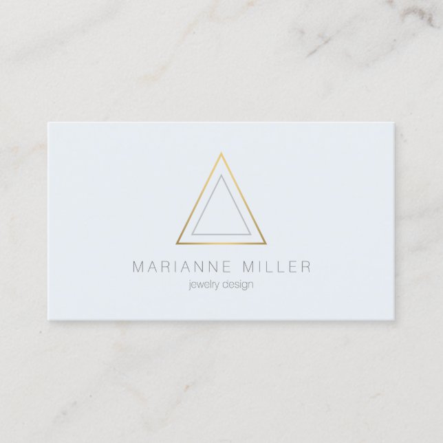 Edgy and Modern Gold Triangle Logo 2 Business Card Visitenkarte (Vorderseite)