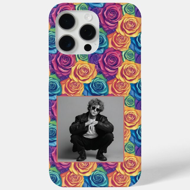 Edgy Birthday Party Rose Flower Photo  Case-Mate iPhone Hülle (Rückseite)