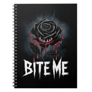 Edgy 'Bite Me' Gothic Rose Design Notizblock