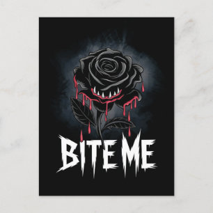 Edgy 'Bite Me' Gothic Rose Design Postkarte