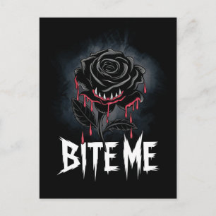 Edgy 'Bite Me' Gothic Rose Design Postkarte