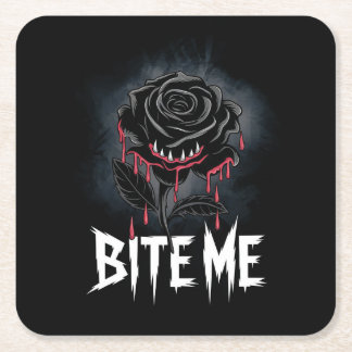 Edgy 'Bite Me' Gothic Rose Design Rechteckiger Pappuntersetzer