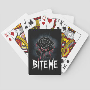 Edgy 'Bite Me' Gothic Rose Design Spielkarten