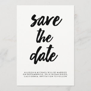 Edgy Black Typografy Save the Date   Foto zurück