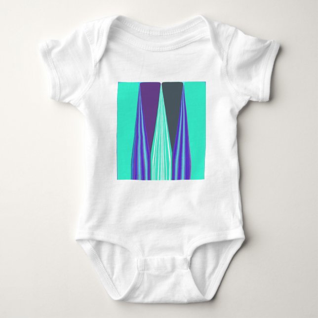 Edgy Blue Lila Cyan Zickzack Art Print Baby Strampler (Vorderseite)