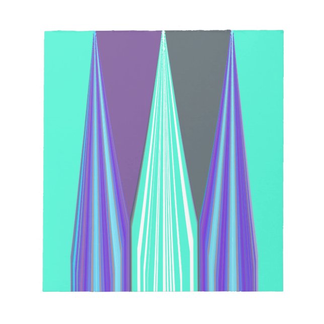Edgy Blue Lila Cyan Zickzack Art Print Notizblock (Vorderseite)
