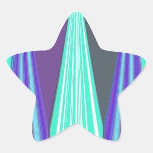 Edgy Blue Lila Cyan Zickzack Art Print Stern-Aufkleber