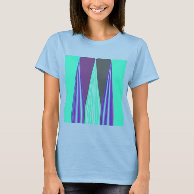 Edgy Blue Lila Cyan Zickzack Art Print T-Shirt (Vorderseite)