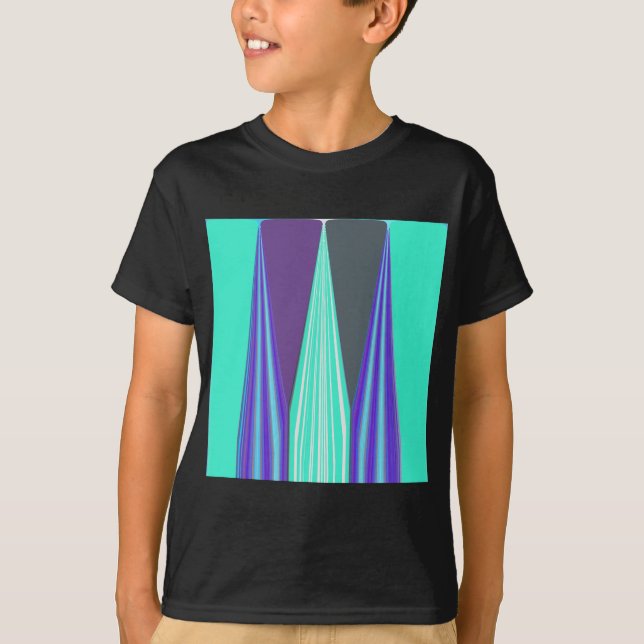Edgy Blue Lila Cyan Zickzack Art Print T-Shirt (Vorderseite)