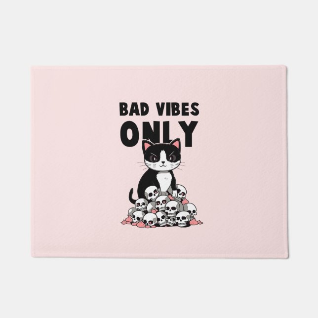 Edgy Cat - Bad Vibes only Fußmatte (Vorderseite)