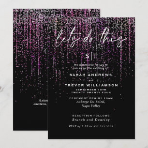 Edgy Chic Magenta Glitzer Garland Einladung