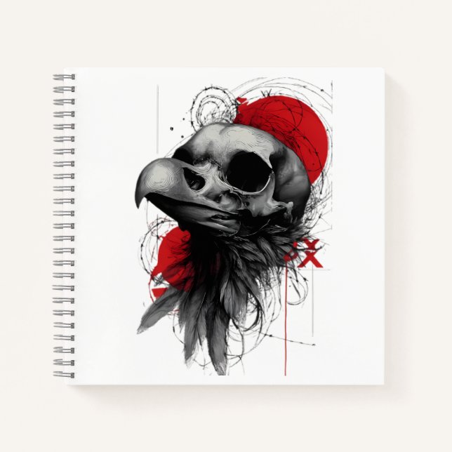 Edgy Crow Skull Gothic Grunge Street Art Notebook Notizbuch (Vorderseite)