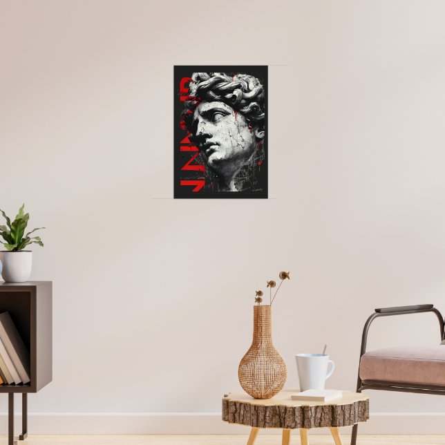Edgy David Bust Modern Street Art Poster (Wohnzimmer 3)