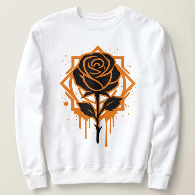 Edgy Dripping Rose Artwork Sweatshirt (Design vorne)