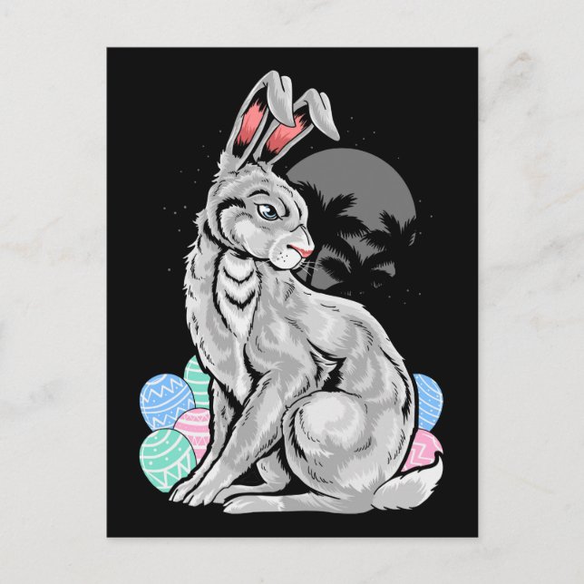 Edgy Easter Bunny Palm Trees Postkarte (Vorderseite)