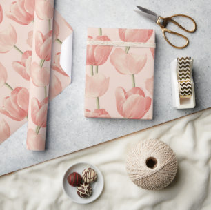 Edgy Floral Tulip Print Wrapping Paper Geschenkpapier