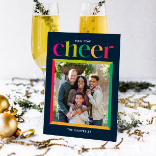 Edgy Frame Happy New Year Holiday Foto Card Feiertagskarte