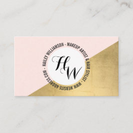 Edgy Geometric Circle Monogram Logo Gold/Pink Visitenkarte