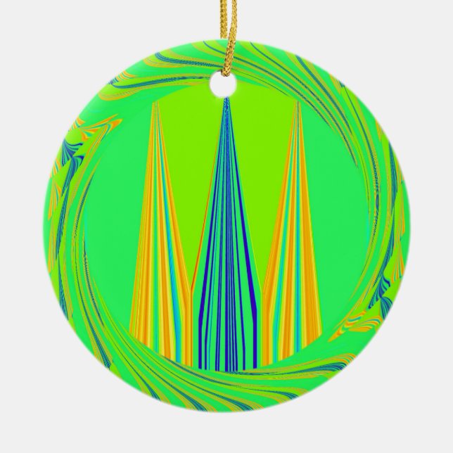 Edgy Geometric Neon Design Keramikornament (Vorne)