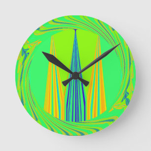 Edgy Geometric Neon Design Runde Wanduhr