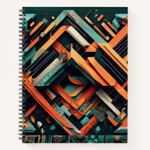 Edgy Geometric Notebook: Aquamarin grün, schwarz u Notizbuch