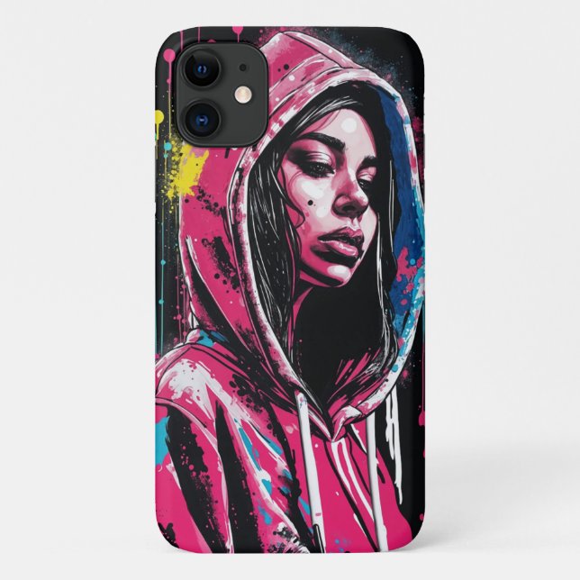 Edgy Graffiti Girl Case-Mate iPhone Hülle (Rückseite)