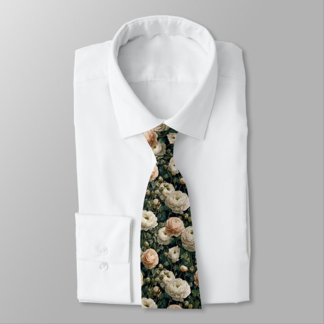 Edgy Groomsman Gift Ranunculus Flower Krawatte (Gebunden)