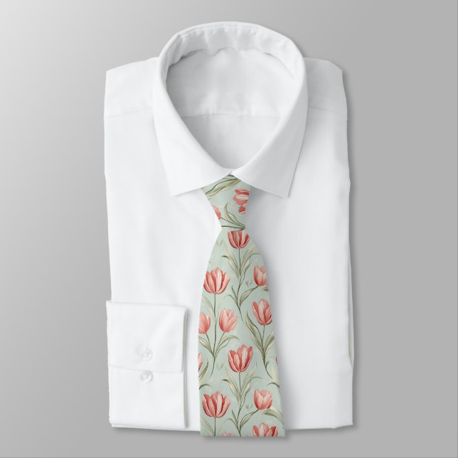 Edgy Groomsmen Gift Tulip Flower Krawatte (Gebunden)