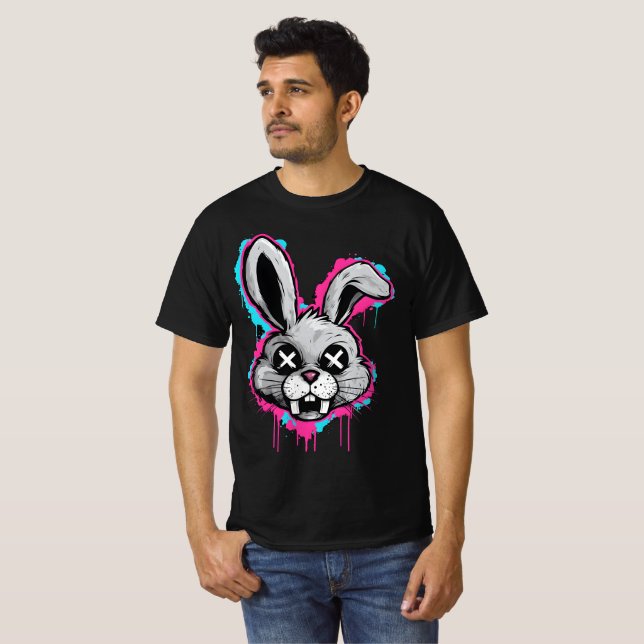 Edgy Horror Bunny T - Shirt - Urban Streetwear (Vorne ganz)