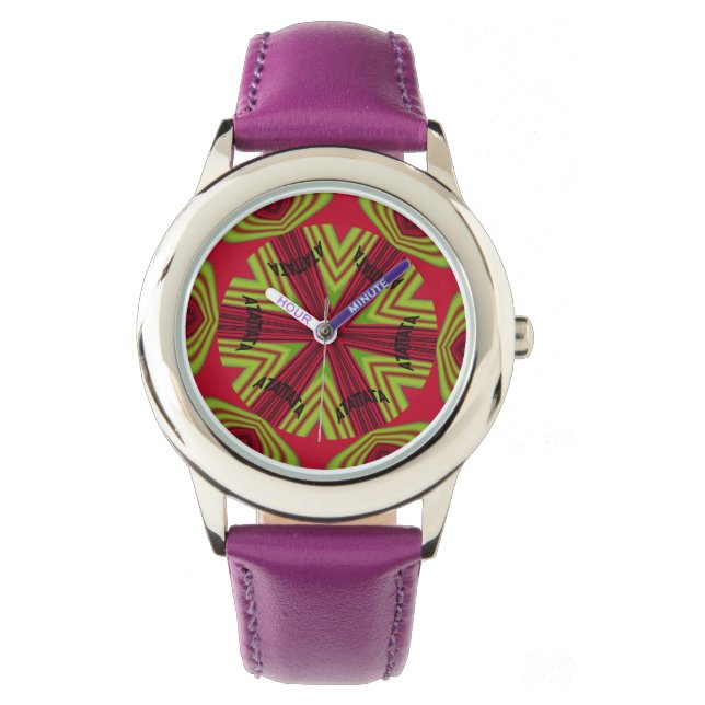 Edgy Kaleidoscope Schöne Mischung aus Lila Uhr (Vorderseite)