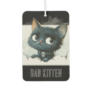 Edgy Kitten Illustration - "Bad Kitten" Text Autolufterfrischer