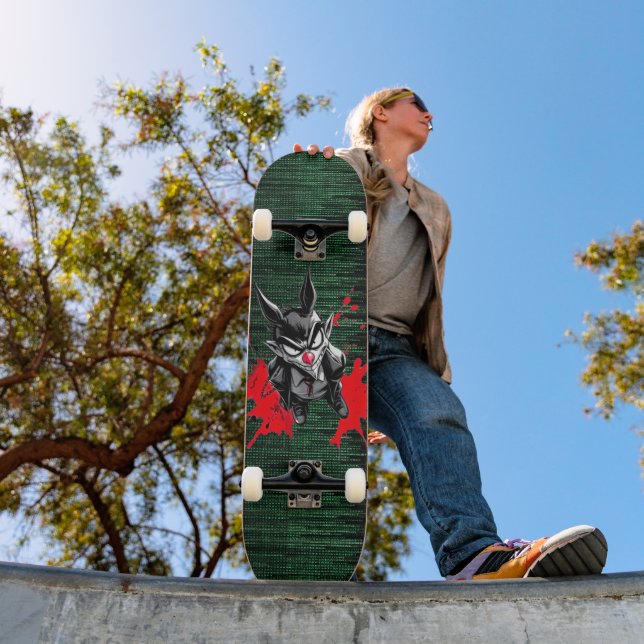 Edgy Manga Vibes Binary Code Skateboard (Außenbereich 1)