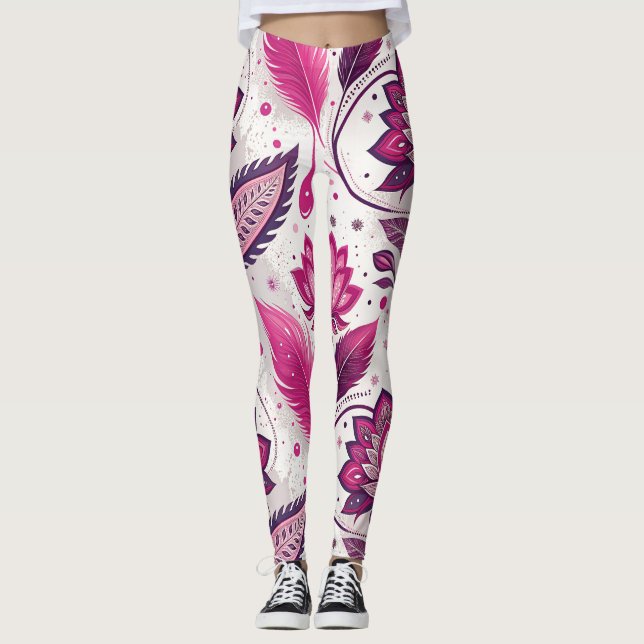 Edgy Metallic Magenta Streetwear Leggings – Luxury (Vorderseite)