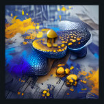 Edgy Modern Blue Yellow Metallic Mushroom Pop Art Poster<br><div class="desc">Mit dieser wunderschönen Pop-Kunst eines futuristischen,  metallischen Pilzes,  der mit indigoblau und Honigwabengelb vermischt ist,  verleiht Ihre Wanddekoration einen edlen Look. Es ist die moderne Wandkunst,  die Ihnen diesen Pop der Farbe verleiht. Mit all diesen bunten Wandkunst ist es Ihnen möglich,  sich Ihren ganzen Studienzimmer oder Arbeitsraum vorzustellen.</div>