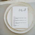 Edgy Modern Minimalistisch Wedding Menu Card Menükarte<br><div class="desc">Dieses "Let's eat" Hochzeitsmenü verfügt über einen edlen handgeschriebenen Schriftart und ein sauberes minimalistisches Design. Das moderne Design macht es zu einer perfekten Ergänzung zu jedem Event.</div>