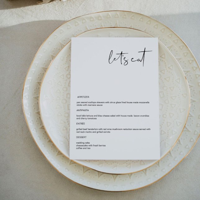 Edgy Modern Minimalistisch Wedding Menu Card Menükarte (Von Creator hochgeladen)