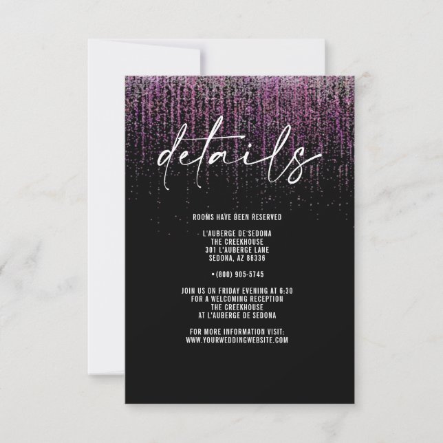 Edgy QR Magenta Glitzer Details Card Einladung (Vorderseite)