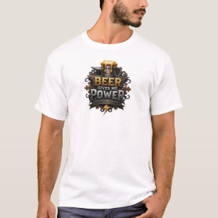 Edgy Red BEER GIVES ME POWER Slogan T-Shirt