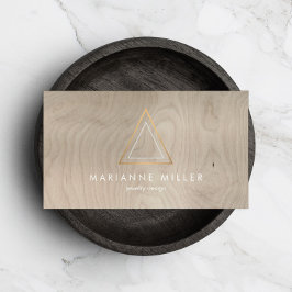 Edgy Rose Gold Triangle Logo auf Beige Holz Visitenkarte