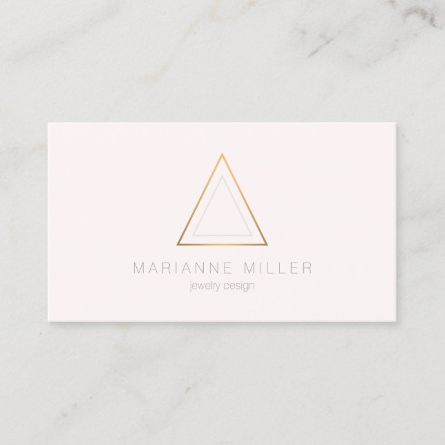 Edgy Rose Gold Triangle Logo auf hellrosa Visitenkarte (Vorderseite)