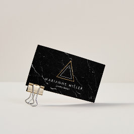 Edgy Rose Gold Triangle Logo Black Marble Visitenkarte