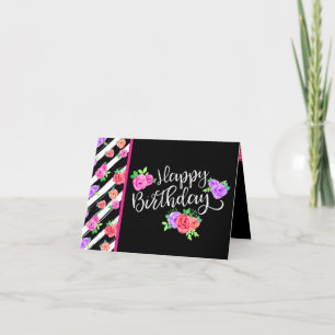 Edgy Rose & Moderne Streifen zum Geburtstag glückl Karte