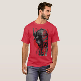 Edgy Samurai Warrior Japanese Ink Art Red Sun T-Shirt