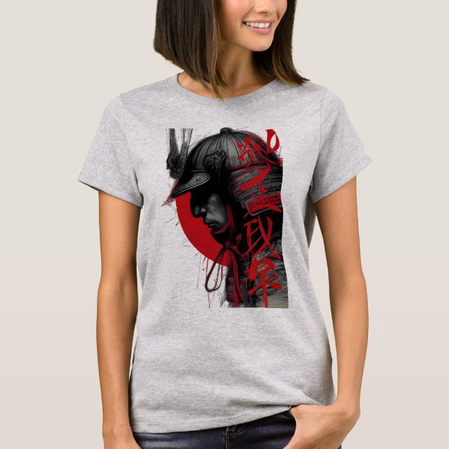 Edgy Samurai Warrior Red Sun Japanese Ink Women's T-Shirt (Vorderseite)