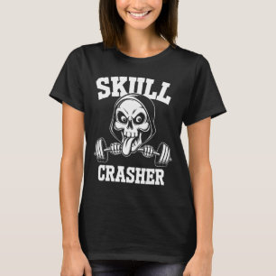 Edgy Skull Bodybuilding Barbell Tongue Workout Gym T-Shirt